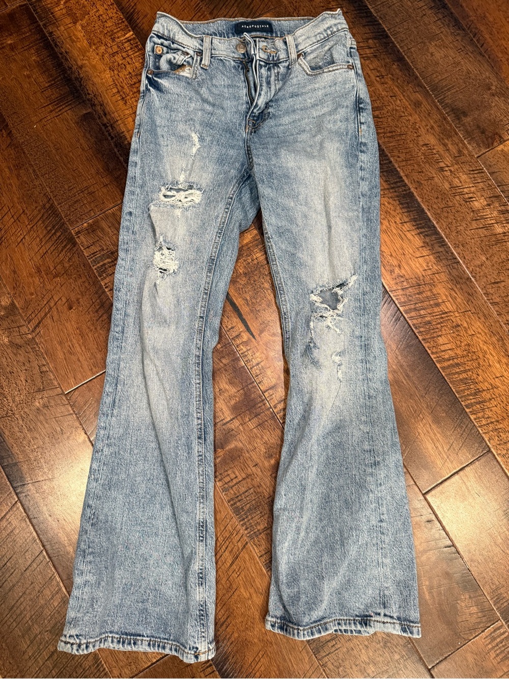 Aeropostale Light Blue Distressed Flare Jeans